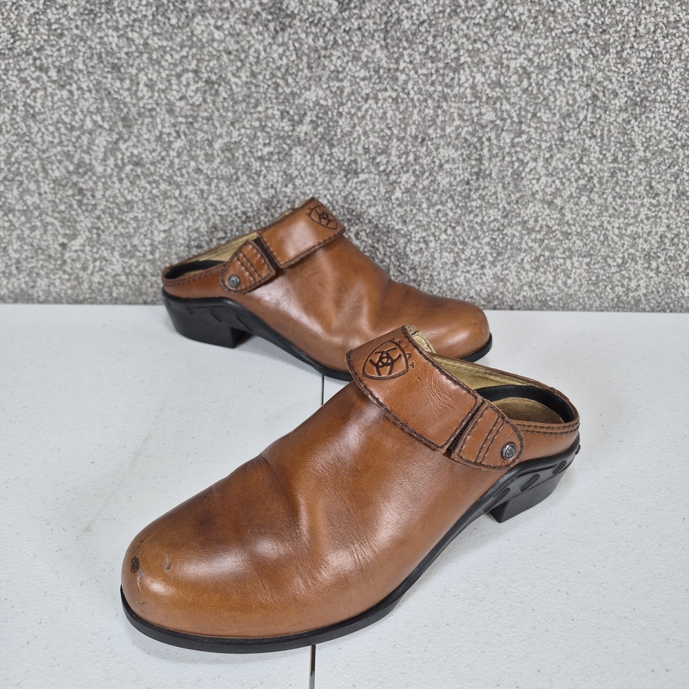 Ariat Leather Mules Sling Back Clogs‎ Womens 7.5 Brown Heel Strap Style 94070